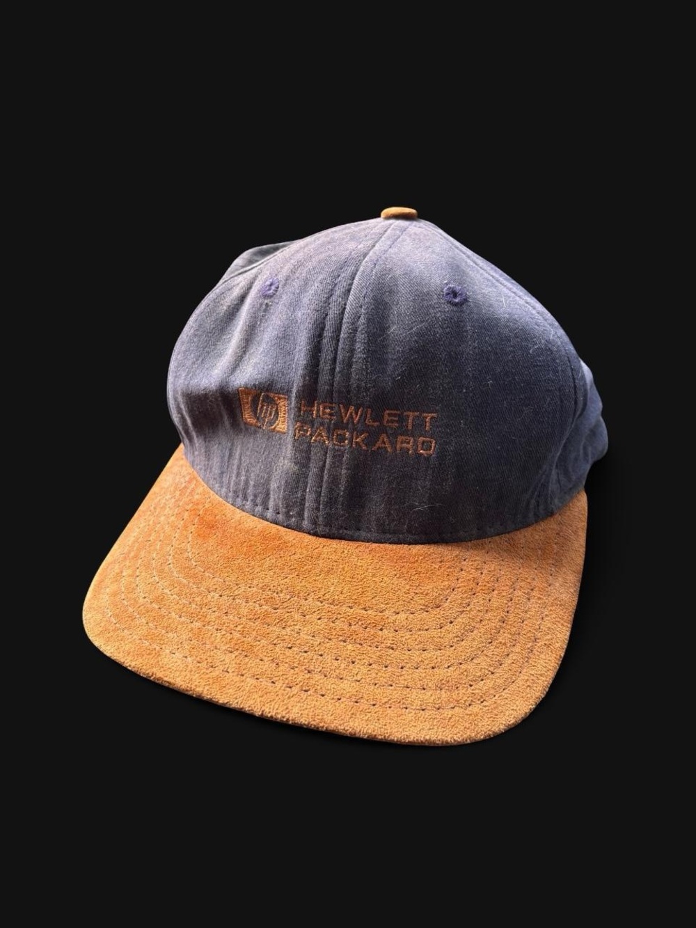 ✨Vintage Hewlett Packard navy blue cap with brown suede brim✨